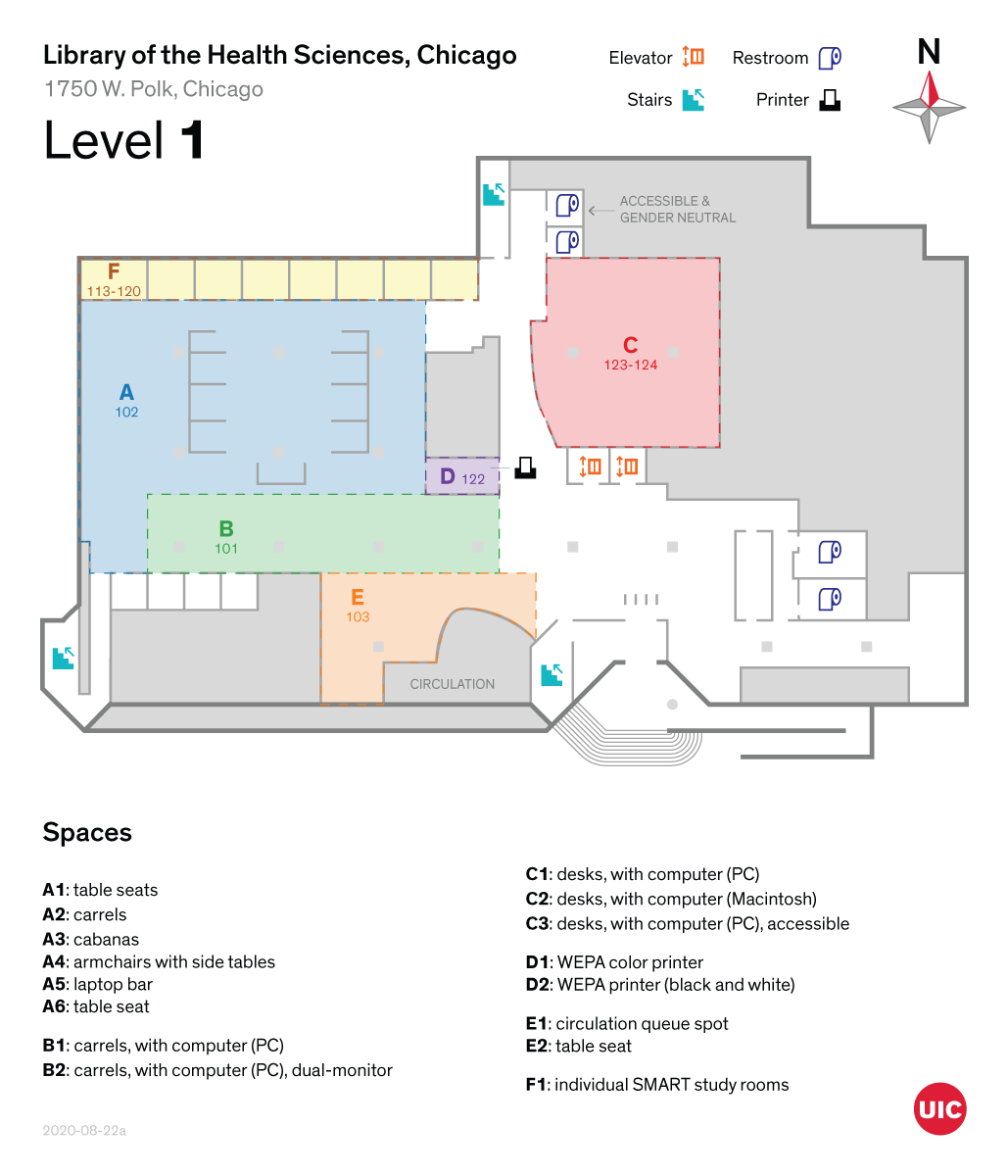 Screen capture of a map of the Library of the Health Sciences, Chicago