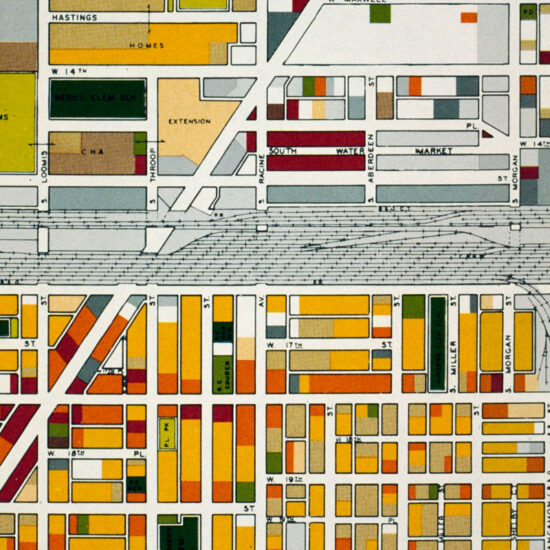 Detail of a land use map showing a portion of Pilsen, from the C. William Brubaker Collection.