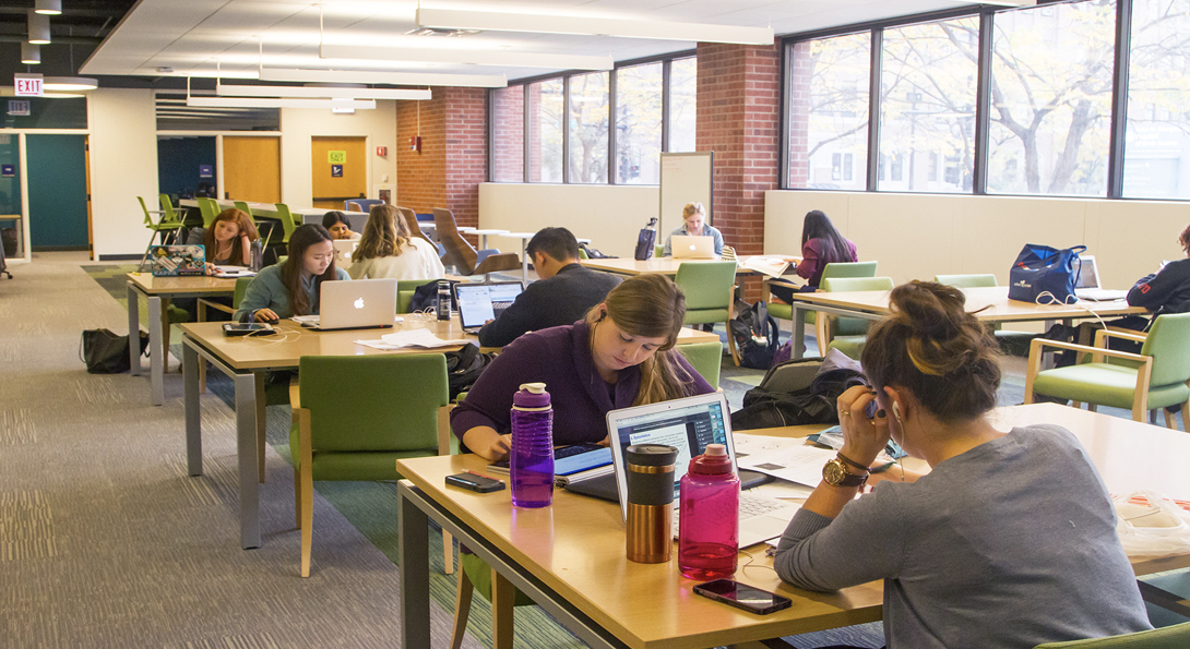 image of students studying in library.