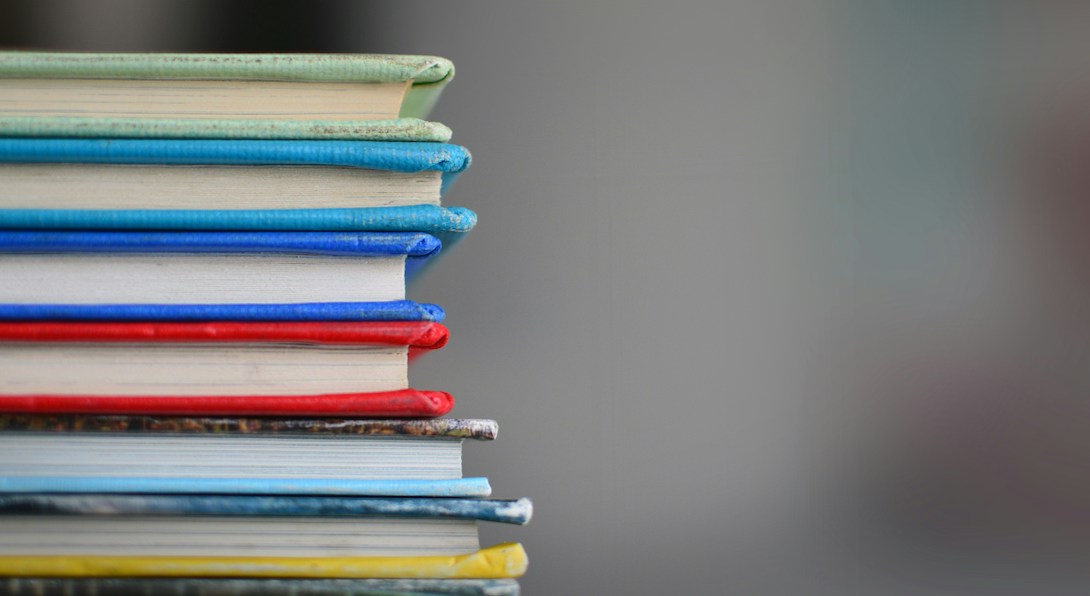 stack of books on a blurred background